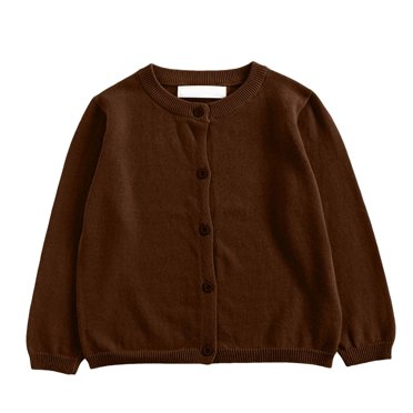Zshosam Girl Cardigan Sweater Kids Boys Girls Knit Cardigan Button Down Long Sleeve Crewneck Open Front Sweater Toddler Soft Outwear Size 6T 7T,(Brown 6-7 Years)