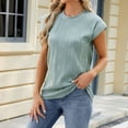 thumbnail image 1 of Penkiiy T-Shirts à Col Rond Décontractés Amples à Manches Courtes pour Femmes, Couleur Unie, Hauts d'Été Basiques, S Vert, 1 of 3