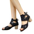 thumbnail image 4 of LSLJS Women's Été Nouveau Grand Format Bouche de Poisson en Strass à Talons Hauts Épais Sandals, Platform Sandals, 4 of 5