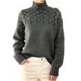 thumbnail image 1 of Besolor Chandails à Col Roulé pour Femmes Manches Longues Décontractées Tricot Torsadé Pull Ample Automne Hiver, 1 of 6