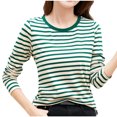 thumbnail image 2 of Timegard Hauts d'Automne pour Femmes à Rayures à Manches Longues T-Shirts Basiques Décontractés Ajustés Confortables à Col Rond, 2 of 3