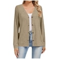 thumbnail image 3 of CFLVAEK Cardigan Sweaters for Women Ribbed Knit Button Down Loose Fitted Long Sleeve Cardigans Fall Trendy Cardigan Sweater Beige M, 3 of 6