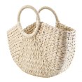 thumbnail image 5 of Sac de Vacances à la Plage Demi-Rond en Paille Sac à Main Noir, 5 of 5