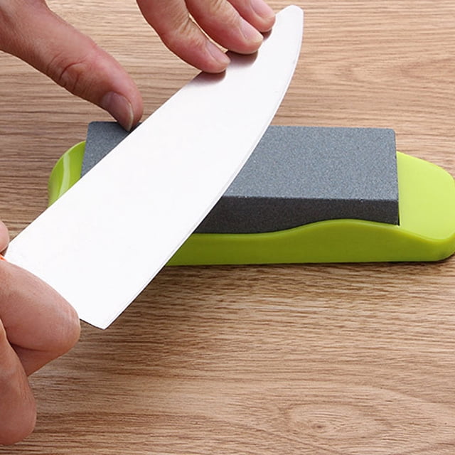 Fwttom Home Decor Household Sharpening Stone Kitchen Double Sided Sharpening Stone with Base Non-Slip Knife Sharpener Polishing Grinding Knife Sharpening Tool