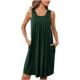 thumbnail image 1 of Dvkptbk Robe d'Été de Plage pour Femme 2024 Décontractée à Col Rond à Manches Courtes Robe Débardeur Mini Robes Fluide à Volants Boho Robe Soleil avec Poches P-2TG, 1 of 7