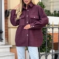thumbnail image 4 of WEIYLL Womens Fleece Jackets Shirt Oversized Button Down Long Shacket Pockets Wine Fall Clothes Size M, 4 of 6