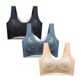 thumbnail image 1 of Timegard 3pc Lace Bras for Women Plus Size Full Coverage Mesh High Support Breathable Comfort Seamless Bra, 1 of 5