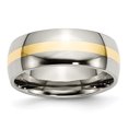 thumbnail image 1 of Titanium 14k Gold Inlay 8mm Wedding Band Ring Man Precious Metal   For Dad Mens  For Him, 1 of 10