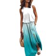 thumbnail image 4 of B91xZ Robe d'Invité de Mariage Sans Manches à Blocs de Couleur Col Rond Ample Plissée, Bleu Clair m, 4 of 5