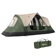 Outsunny Camping Tent, 6-8 Person Tent with 2 Bedroom, Dark Green