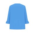 thumbnail image 4 of Timegard Hauts Grande Taille pour Femmes Col en V Froncé à Volants Manches 3/4 T-Shirts Confortables Décontractés Amples, 4 of 5