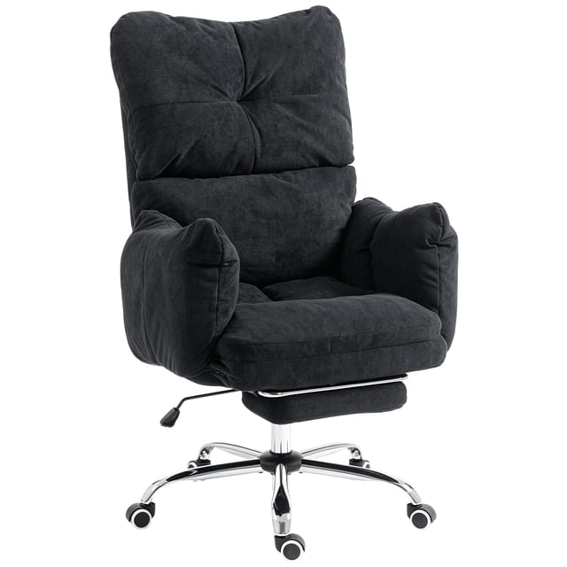 HOMCOM Office Chair with Foot Rest, Reclining Computer Chair, Black