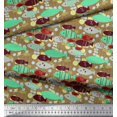 thumbnail image 2 of Soimoi Modal Satin Fabric Fish Cartoon Print Sewing Fabric Yard 42 Inch Wide, 2 of 3