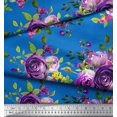 thumbnail image 3 of Soimoi Tissu Poly Georgette Feuilles et Imprimé de Fleurs de Roses, Tissu au Mètre, 42 Pouces de Large, 3 of 3