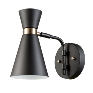 Globe Electric Applique murale à 1 ampoule, fini noir et or, collection Belmont