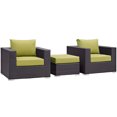 thumbnail image 2 of Modway Ensemble de Mobilier de Patio Extérieur en Rotin Osier Convene 3 Pcs, Couleur Espresso Péridot, 2 of 6