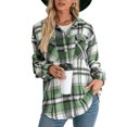 thumbnail image 2 of Women's Oversized Plaid Button Down Shirt Shacket Jacket Long Sleeve Casual Fall Outwear with Pockets, 2 of 6
