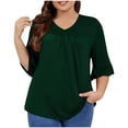 thumbnail image 4 of AherBiu Plus Size Tops for Women Ruffle 3/4 Length Sleeve Casual Blouses Summer Loose Flowy Comfy Tunic, 4 of 7