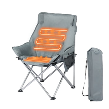 Halicool Camping Chaise Chauffante, Chaises d'Extérieur Chauffantes Surdimensionnées pour Adultes avec 3 Niveaux de Chaleur, Chaise Rembourrée Pliante Portable pour le Camp, la Pelouse, les Sports