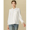 thumbnail image 2 of INSPIRE CHIC Women's Button Down Long Sleeve Cuff Ruffle Detail Blouse Shirt Tops, 2 of 6