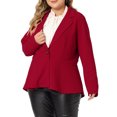 thumbnail image 4 of Agnes Orinda Women's Plus Size Blazer Button Notch Panel Ruffle Peplum Blazers 1X Red, 4 of 6