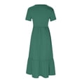 thumbnail image 5 of AherBiu Robe T-Shirt Décontractée d'Été pour Femme à Manches Courtes, Col Ras du Cou, Fluide, à Volants, Maxi, de Plage, avec Poches, 5 of 5