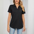 thumbnail image 3 of Birdeem T-Shirt à Manches Courtes Uni Col Mode pour Femmes Blouse Ample, 3 of 7