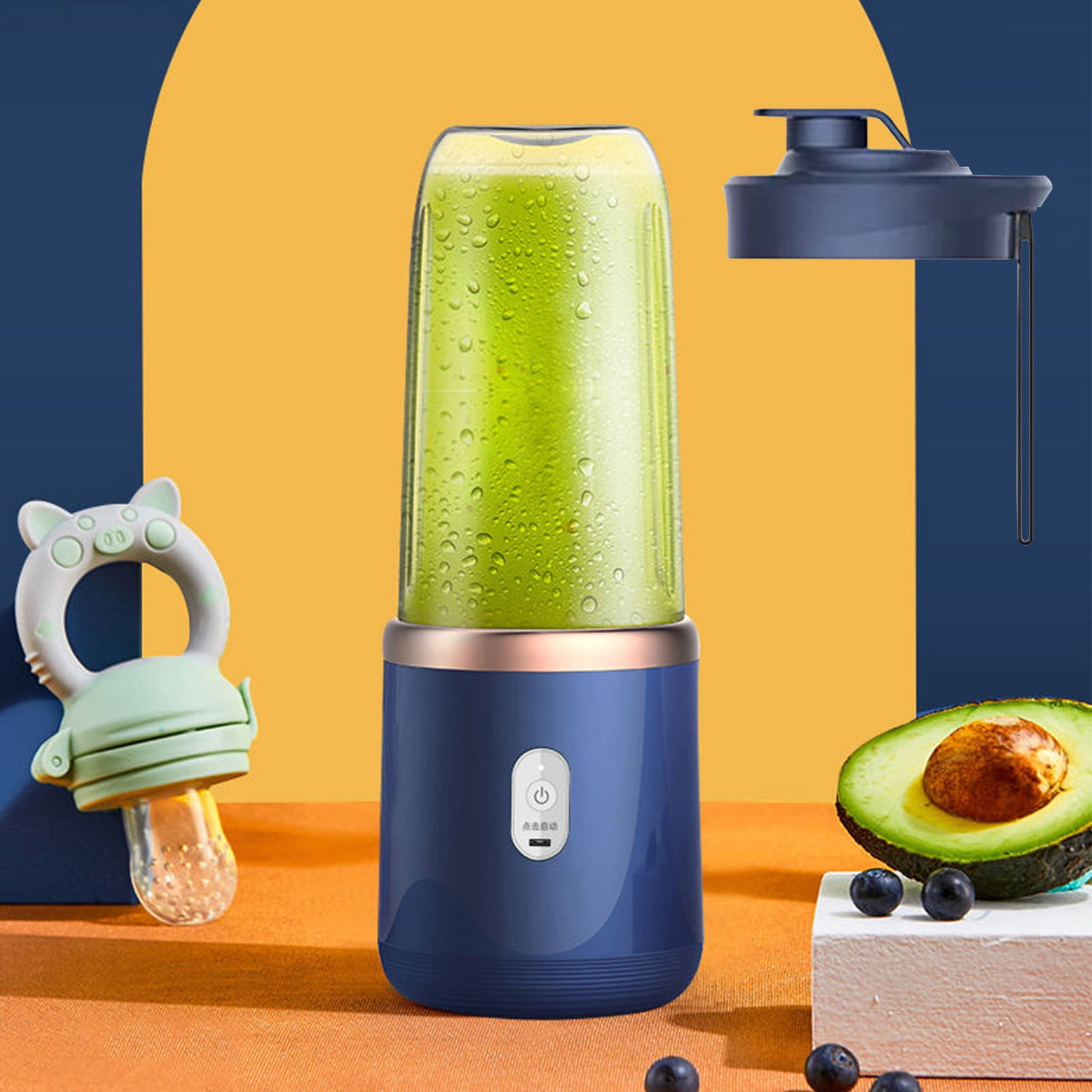 KQJQS Portable Blender for Shakes and Smoothies, Ultra-Sharp Personal Mini Blender with 6 Blades, 400ml 2000mAh Rechargeable Electric Blender Bottles for Home, Traveling, Gym, Office