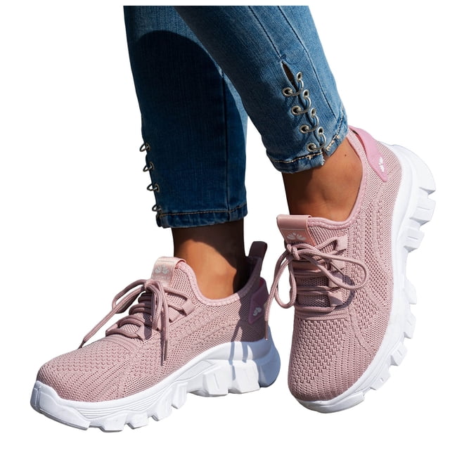 Womens Chunky Walking Shoes Comfortable Arch Support Orthopedic Woven Non Slip Jogging Work Fashion Sneakers