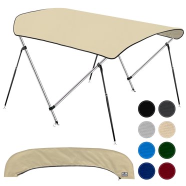 KNOX 2 Hauts de Bimini à Nœud pour Bateaux, Trousse de Auvent de Bateau, Toile 600D, Quincaillerie de Haut de Bimini en Acier Inoxydable, Botte de Rangement, Convient à la Plupart des Petits Bateaux et Bateaux Gonflables, 63 Pouces L x 43 Pouces H x 39 Pouces-55 Pouces L (Sable)