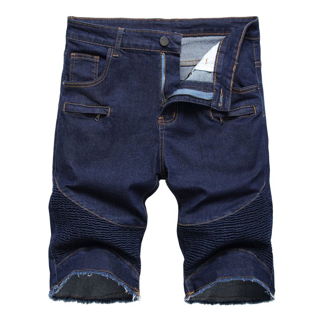 Pisexur Half Shorts Jeans Men's Summer Short Micro Elastic Short Zipper Open Five Point Short Half Shorts Jeans