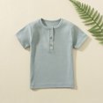 thumbnail image 2 of Birdeem Haut à Manches Courtes pour Enfants Garçons Filles Mode Confortable Couleur Unie Bouton Col Rond, 2 of 12