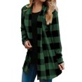 thumbnail image 1 of UKAP Cardigans pour Femmes à Manches Longues, Manteau Léger, Cardigan à Carreaux Buffalo, Blouses de Mode pour les Fêtes, Hauts, Vert 2TG, 1 of 2