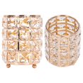 thumbnail image 1 of Crystal Glass Cosmetic Box,  Texture Handcraft Crystal Makeup Brush Holder Personality Rounded  for Office Gold,Silver, 1 of 7