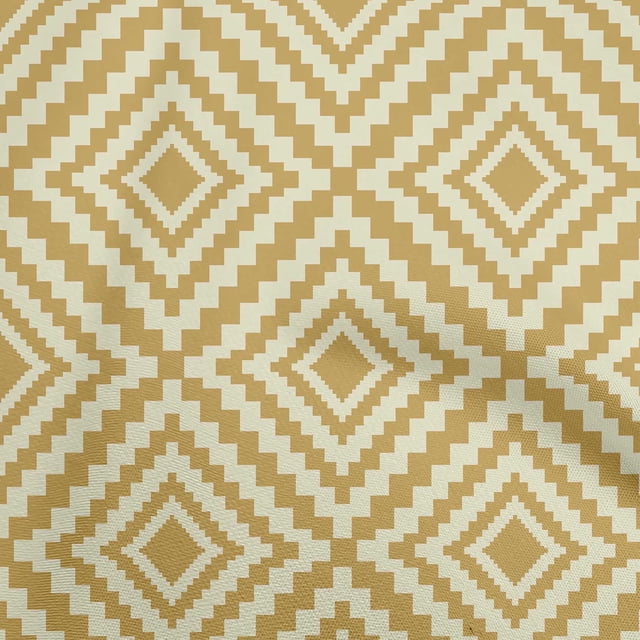 oneOone Polyester Spandex Mustard Yellow Fabric Geometric Craft Projects Decor Fabric Printed By The Yard 56 Inch Wide