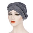 thumbnail image 3 of Women Beading Braid India Hat Muslim Ruffle Cancer Chemo Beanie Turban Wrap Cap, 3 of 9