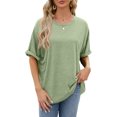 thumbnail image 1 of Bellella T-shirt d'Été pour Femmes à Manches Courtes, Col Rond, T-shirt Confortable, Chandail pour Dames, Vert Haricot, TG, 1 of 3