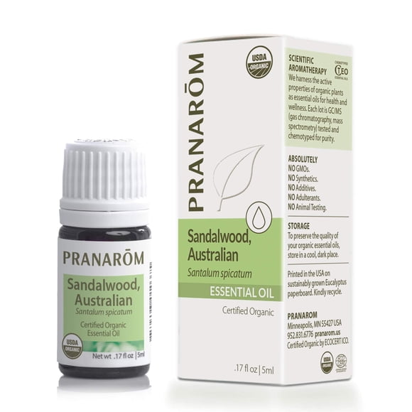 Pranarom Huile Essentielle de Bois de Santal Australien Biologique Certifiée USDA (5 ml), 100 % Pure, de Qualité Thérapeutique Naturelle pour Diffusion à la Maison, Aromathérapie, Soins de la Peau, Fabrication de Bougies, Parfums DIY