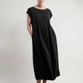 thumbnail image 2 of TopLLC Robes d'Été pour Femmes, Robe Maxi pour Femmes, Coton Col Rond Uni Sans Manches Col Rond Rétro Grande Taille Robes d'Été, Robes d'Été pour Femmes, 2 of 6