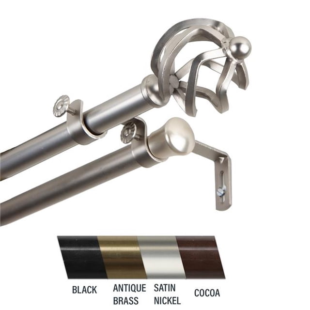 Central Design 4742-485 Giro Tringle à Rideaux Double 0,81 Po, 48-84 Po - Nickel Satiné