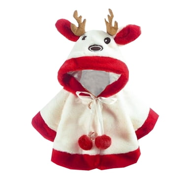 PMVFHDE Toddler Girls Christmas Outwear Warm Hooded Coat Cartoon Deer Cape Stylish Jacket for Winter Season