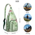 thumbnail image 3 of Nature Frog Sling Backpack - Cute Green Frog & Mushroom Pattern Crossbody Bag, Fashionable Shoulder Pack for Hiking & Shopping, 3 of 4