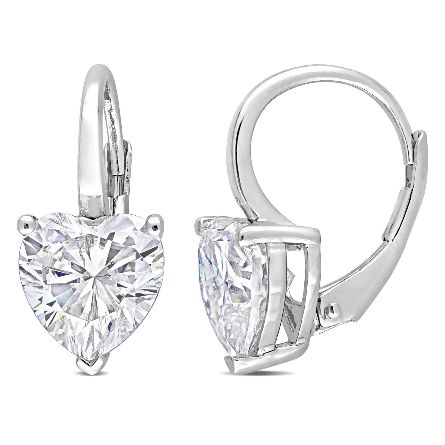 Boucles d'oreilles en forme de coeur Miabella avec 4 Carat PBT de Moissanite en Argent Sterling