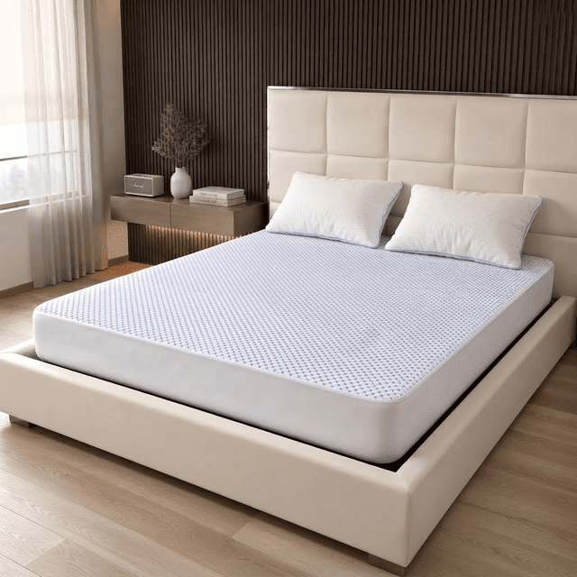 Comfy Bamboo World Protège-Matelas Rafraîchissant en Fibre pour Lit Double, Imperméable et Hypoallergénique