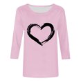 thumbnail image 4 of Plebaso Hauts Cœur pour Femmes Manches 3/4 Col Ras du Cou T-Shirts Graphiques Mignons Imprimés Blouses Décontractées pour Femmes, 4 of 4