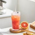 thumbnail image 5 of Bamboohart 2pcs Set Of 600ml/20oz Glassware with Lid And Glass Straw Ribbed Glass Bucket  Thick Glass  Perfect for Iced Coffee  Smoothies  Cocktails  And Juices - Elegant And Durable Beve, 5 of 5