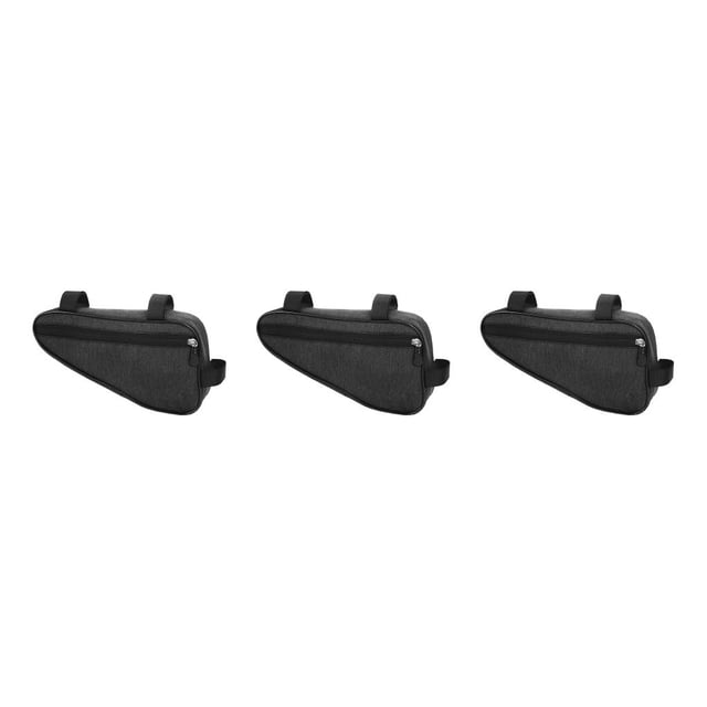 fastboy Mountain Bicycles Front Tube Frame Storage Bag Road Bikes Anti-scratched Triangular Pouch Keys Cellphone Saddle Holder Black 3Set