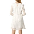 thumbnail image 3 of INSPIRE CHIC Robe pour Femme Dorure Étoile Col en V Manches Longues Robe de Soirée Évasée Ligne A 2TG Blanc, 3 of 7