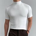 thumbnail image 1 of AherBiu Plus Size Men's T-Shirts Slim Fitted Stretch High Collar Tees Active Workout Gym T-Shirts, 1 of 9