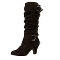 thumbnail image 2 of drppepioner Women'S Middle Heel Belt Buckle Round Head Suede Solid Color High Boots Winter Clearance, 2 of 4